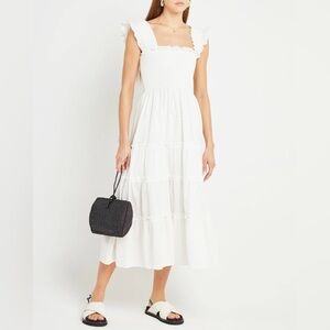 Smocked White Nap Dress (Kourt Caplyso Dress), Medium